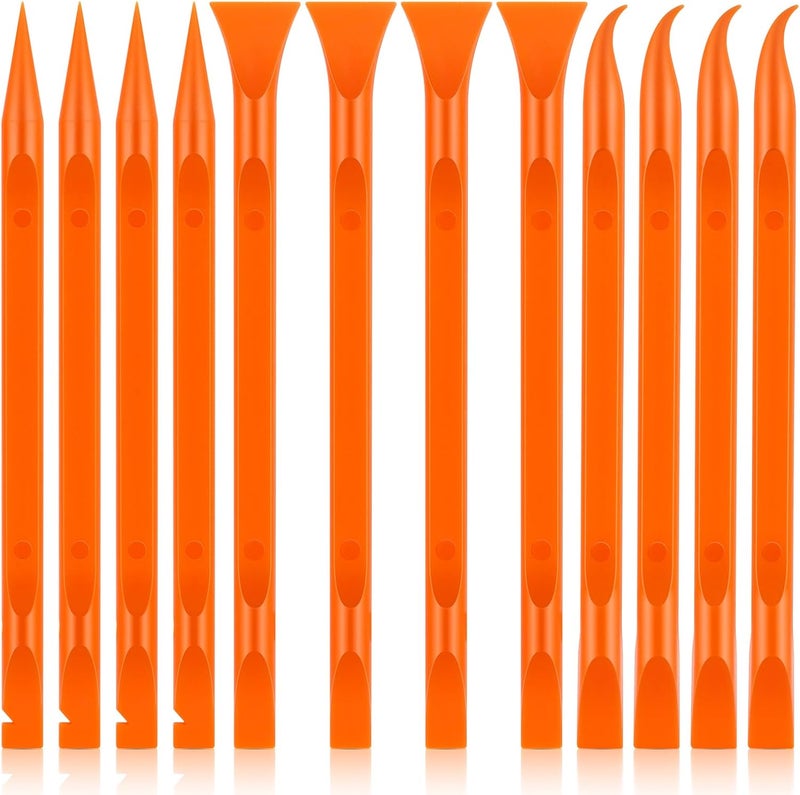 OXDFK 12 PCS Carbon Fiber Plastic Scrapers Tool, Non-Scratch Scraper Tool for Tight Spaces, Multi-Purpose Label Scraper Pen-Shaped, for Car Cleaning Supplies, Kitchen, Crevices, Stains (Orange) - Image 1